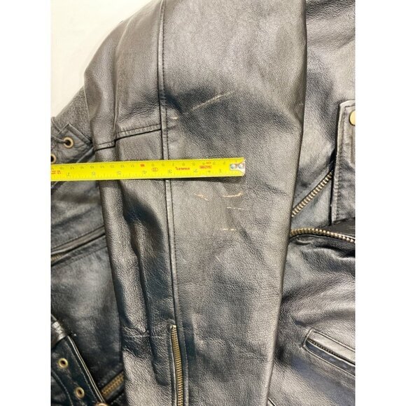 Vintage 90s-y2K Leather Biker Jacket w/Eagle "Live to Ride" Black Zip Out Liner‎ - Picture 12 of 16